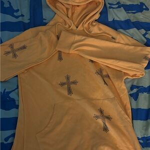 & Other Stories Orange Hoodie with Cross Details